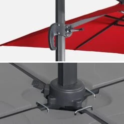 Parasol Déporté Rectangulaire 3x4m + Dalles à Lester 50x50cm Couleur : Rouge -ME Soldes hukd3x4basered 5417aaf1487e972283fd4f1a08cde272