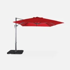 Parasol Déporté Rectangulaire 3x4m + Dalles à Lester 50x50cm Couleur : Rouge -ME Soldes hukd3x4basered 6d3cbd3befa9bfb366d431db2d4faf9b