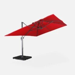 Parasol Déporté Rectangulaire 3x4m + Dalles à Lester 50x50cm Couleur : Rouge -ME Soldes hukd3x4basered cec76a1efa16d8ac892d5d3c235ff7d3