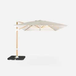 Parasol Déporté Rectangulaire 3x4m, Mât Effet Bois + Dalles à Lester 50x50cm Couleur : Ecru -ME Soldes hukd3x4basewdec 51ff98959adbe1feceb27e2f613808d0