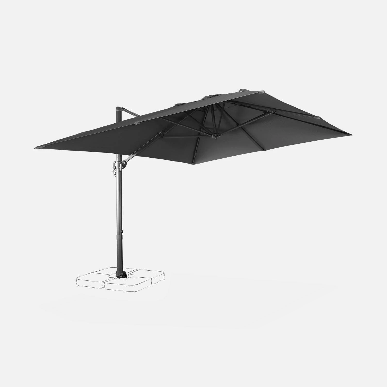 Parasol Déporté Rectangulaire 3x4m Couleur : Gris 7 Parasol Déporté Rectangulaire 3x4m Couleur : Gris – Image 5
