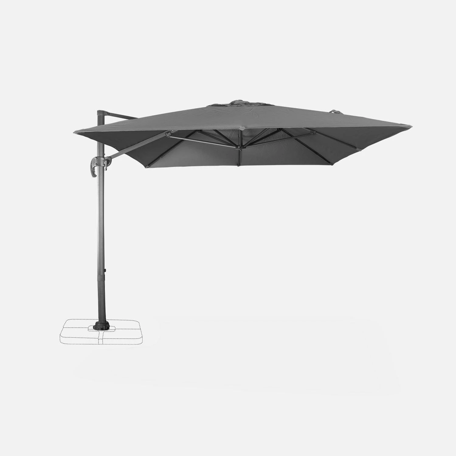 Parasol Déporté Rectangulaire 3x4m Couleur : Gris 6 Parasol Déporté Rectangulaire 3x4m Couleur : Gris – Image 4