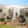 Parasol Déporté Rectangulaire 3x4m, Mât Effet Bois Couleur : Ecru -ME Soldes hukd3x4wdecru 5595b5cf4e0a45dcaa7480a2a5c61456