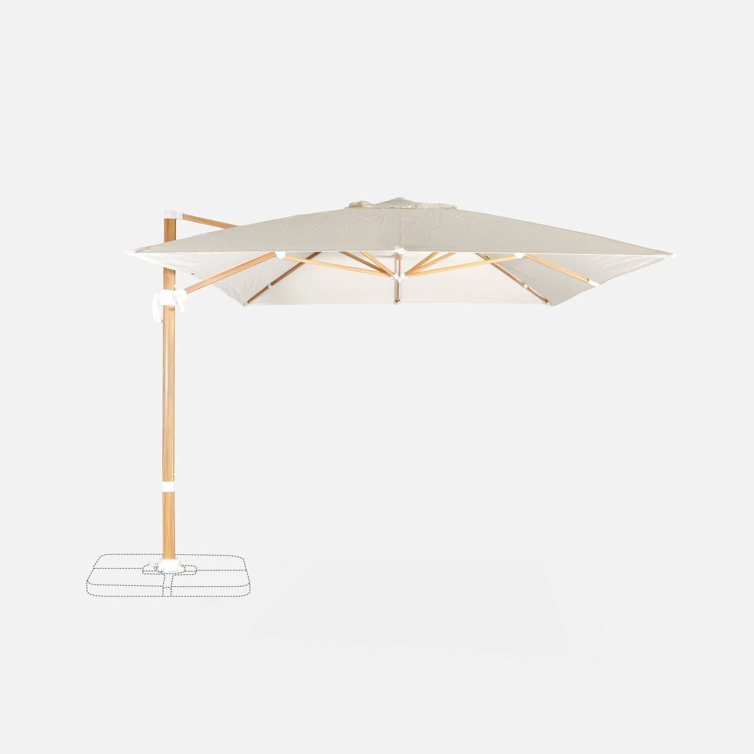 Parasol Déporté Rectangulaire 3x4m, Mât Effet Bois Couleur : Ecru 6 Parasol Déporté Rectangulaire 3x4m, Mât Effet Bois Couleur : Ecru – Image 4