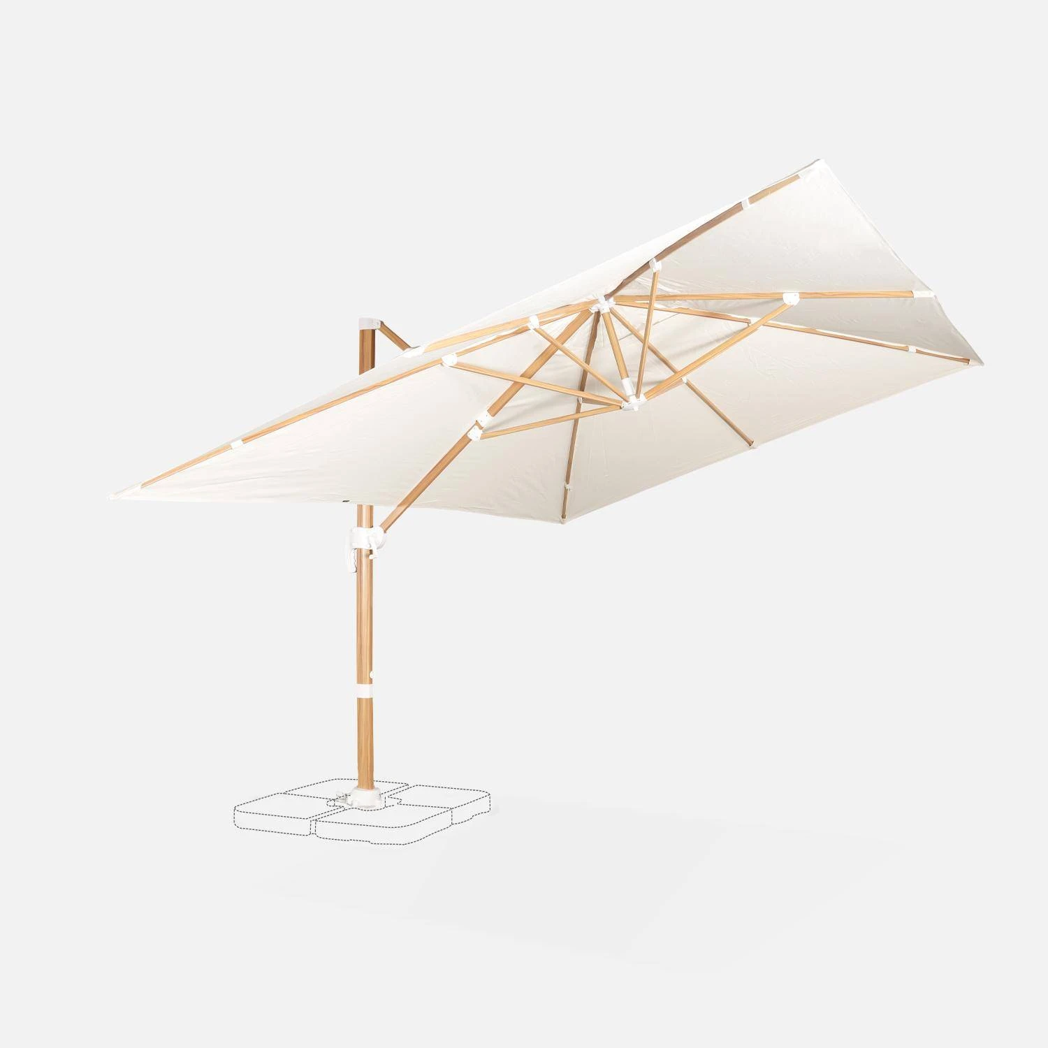 Parasol Déporté Rectangulaire 3x4m, Mât Effet Bois Couleur : Ecru 7 Parasol Déporté Rectangulaire 3x4m, Mât Effet Bois Couleur : Ecru – Image 5