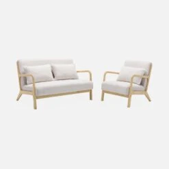 Banquette 2 Places + Fauteuil En Bois Et Tissu Bouclette -ME Soldes iacsca1n2boucl be58ffe62a62eeaf4b488af95b66ad53
