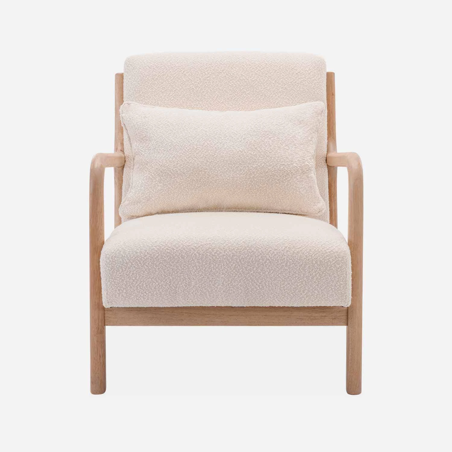 Fauteuil Scandinave En Bois Et Tissu Bouclette Texturée 4 Fauteuil Scandinave En Bois Et Tissu Bouclette Texturée – Image 2