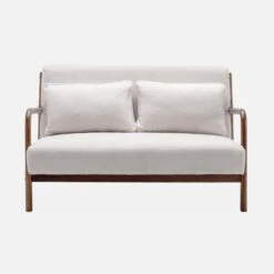 Banquette Scandinave 2 Places En Bois D'hévéa Noyer Clair Et Tissu Bouclette -ME Soldes iacscalwl2boucl da014608921f978362f72d8e0017f795