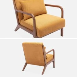 Fauteuil Scandinave Velours Côtelé Et Bois D'hévéa Noyer Clair -ME Soldes iacscalwlcrocr aae12e0f21795ee0bdd23c11d29bda47