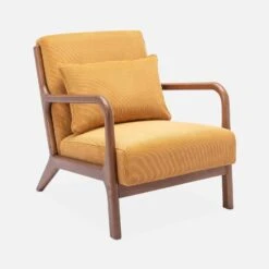 Fauteuil Scandinave Velours Côtelé Et Bois D'hévéa Noyer Clair -ME Soldes iacscalwlcrocr f6be4841cab1e7f95275adb2d30f8f0d