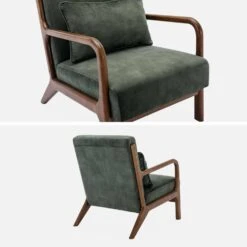 Fauteuil Scandinave Velours Et Bois D'hévéa Teinté Noyer Clair Couleur : Kaki -ME Soldes iacscalwlvvkak 300ea1d6b1a2d53db6d5b00638cda127