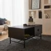 Table Basse Effet Bois Rainuré Noir
