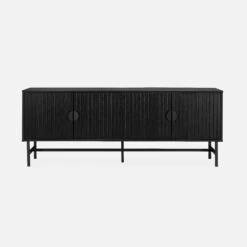 Meuble TV Effet Bois Rainuré Noir 160 Cm 13 Meuble TV Effet Bois Rainuré Noir 160 Cm -ME Soldes ibaztvstand 7db1f6b91a7b75a608b71a3f76c18a6a