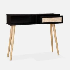 Console Scandinave Effet Bois Et Cannage Couleur : Noir -ME Soldes iboconsolebk 7c149b752d3b44b09861ec03c5b7eebd