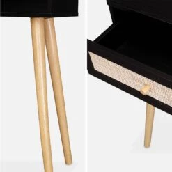 Console Scandinave Effet Bois Et Cannage Couleur : Noir -ME Soldes iboconsolebk c83ae39d64bffe134d933c6c9d738674