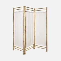 Paravent Pliable Bambou Et Toile Blanche -ME Soldes ibscre135natwh 4d43cf563ca5a057e5083bd5a608d0de