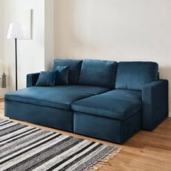 Canapé Convertible 3 Places Velours Couleur : Bleu Pétrole -ME Soldes iccsofavvblu 920faf0c7399ce35069c0d2bd9741b19