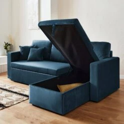 Canapé Convertible 3 Places Velours Couleur : Bleu Pétrole -ME Soldes iccsofavvblu 9f5684df04a966b285ff67449415da53
