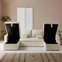 Canapé Panoramique Convertible 4 Places Tissu Bouclette -ME Soldes icpurbsofabcl 07b49aa0370b847c66fc8dd8d79214c4