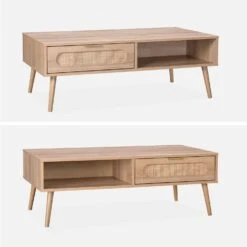 Table Basse Scandinave En Cannage Arrondi, 1 Tiroir -ME Soldes ievacoftable 237a8f47848cde3dae870aea8fe584f9