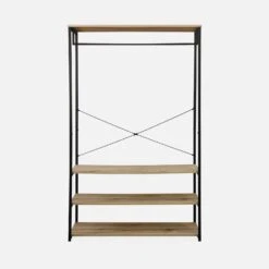 Meuble D'entrée Métal Et Décor Bois, 3 Niveaux, Barre De Penderie -ME Soldes ilfclrackbn 766597f001fca52a9e308a3ae8346550