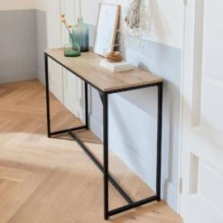 Console Métal Et Effet Bois Couleur : Noir