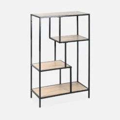 Etagère Bibliothèque Industrielle Métal Et Effet Bois 4 Niveaux -ME Soldes ilfshelf113bn 68efaaef391e6d9137592467e3a5171e