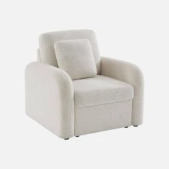 Fauteuil Tissu Bouclette Blanche, Lignes Arrondies -ME Soldes imlsofa1boucl 91db6e89923e0869d2dde52a82d2da11