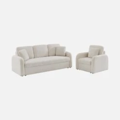 Fauteuil Tissu Bouclette Blanche, Lignes Arrondies -ME Soldes imlsofa1boucl e859cb6b925b716cae0df99e16910280