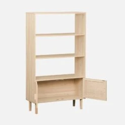 Etagère Bibliothèque Cannage Et Effet Bois 3 Niveaux 2 Portes -ME Soldes inatstorshelf 0f9d083404debb069079c102de8f49f8