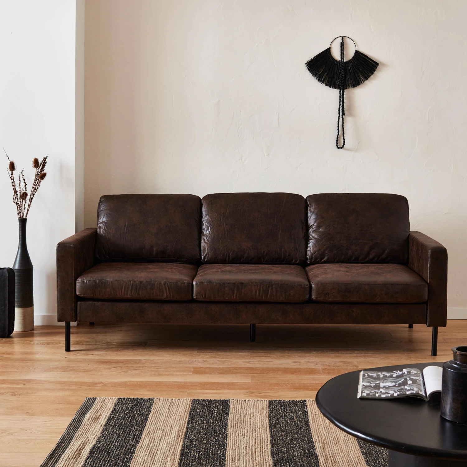 Canapé 3 Places Simili Cuir Microfibres Pieds Métal 3 Canapé 3 Places Simili Cuir Microfibres Pieds Métal