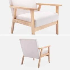 Fauteuil Scandinave Bois Et Tissu Couleur : Crème -ME Soldes iskacls1bg 04a28fcf6bf06a6e67b1e72b433fe879