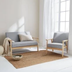 Banquette Et Fauteuil 3 Places Bois Et Tissu Couleur : Gris Clair -ME Soldes iskacls1n2lg 0fffc36b712f29f22673bc5311f6071a