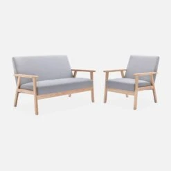 Banquette Et Fauteuil 3 Places Bois Et Tissu Couleur : Gris Clair -ME Soldes iskacls1n2lg ac02bb5a9e420240298d13f4cb33ff90