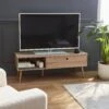 Meuble TV Scandinave Effet Bois 2 Espaces De Rangement 120 Cm -ME Soldes isntvs120nat bc4aa55a141bcdddf7236bdca0e5efa9