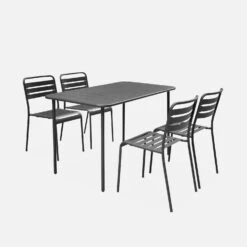 Table De Jardin Métal, 4 Chaises Couleur : Anthracite -ME Soldes mt120x70r4at 66bd54c09bf628799fe898d346d91e5d