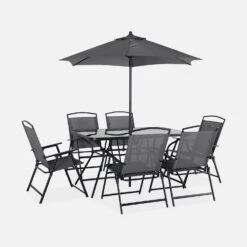 Table De Jardin Acier, 6 Fauteuils Et 1 Parasol -ME Soldes mt140r6umbat 2c954750b592ed504c04ef547f1daf73