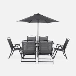 Table De Jardin Acier, 6 Fauteuils Et 1 Parasol -ME Soldes mt140r6umbat 53662e1ac11dd3f8349a7e04e65d4137