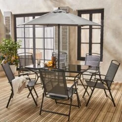 Table De Jardin Acier, 6 Fauteuils Et 1 Parasol -ME Soldes mt140r6umbat 8bce8330864fd6a5c5eb76133e34bfb6
