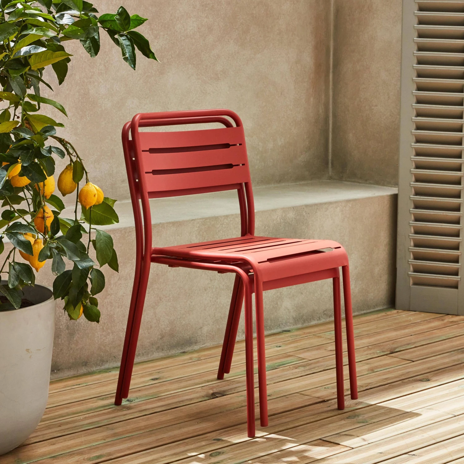 Chaise De Jardin En Acier (lot De 2) Couleur : Terracotta 5 Chaise De Jardin En Acier (lot De 2) Couleur : Terracotta – Image 3