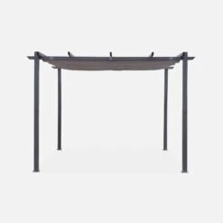 Pergola, Aluminium, 3x3m, Toile Coulissante Couleur : Gris -ME Soldes pgakd3x3gy 1b2c49ce4de9146a5ae3ec88d09efa3e