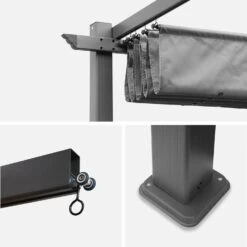 Pergola Aluminium 3x4m Toile Coulissante Couleur : Gris -ME Soldes pgakd3x4gy 560692b7555f3ebfbd18da1c249fc482