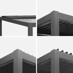 Pergola Bioclimatique, Aluminium Et Acier, 3x3 M, Lames Orientables -ME Soldes pgbcslc3x3at e78af7d0cb95c7cdc50da004704a1737