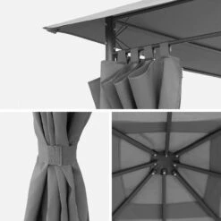 Tonnelle 3x4 M Avec Rideaux Couleur : Gris -ME Soldes pgskd3x4gy d371a84da33644b9db6339e128e09cbf