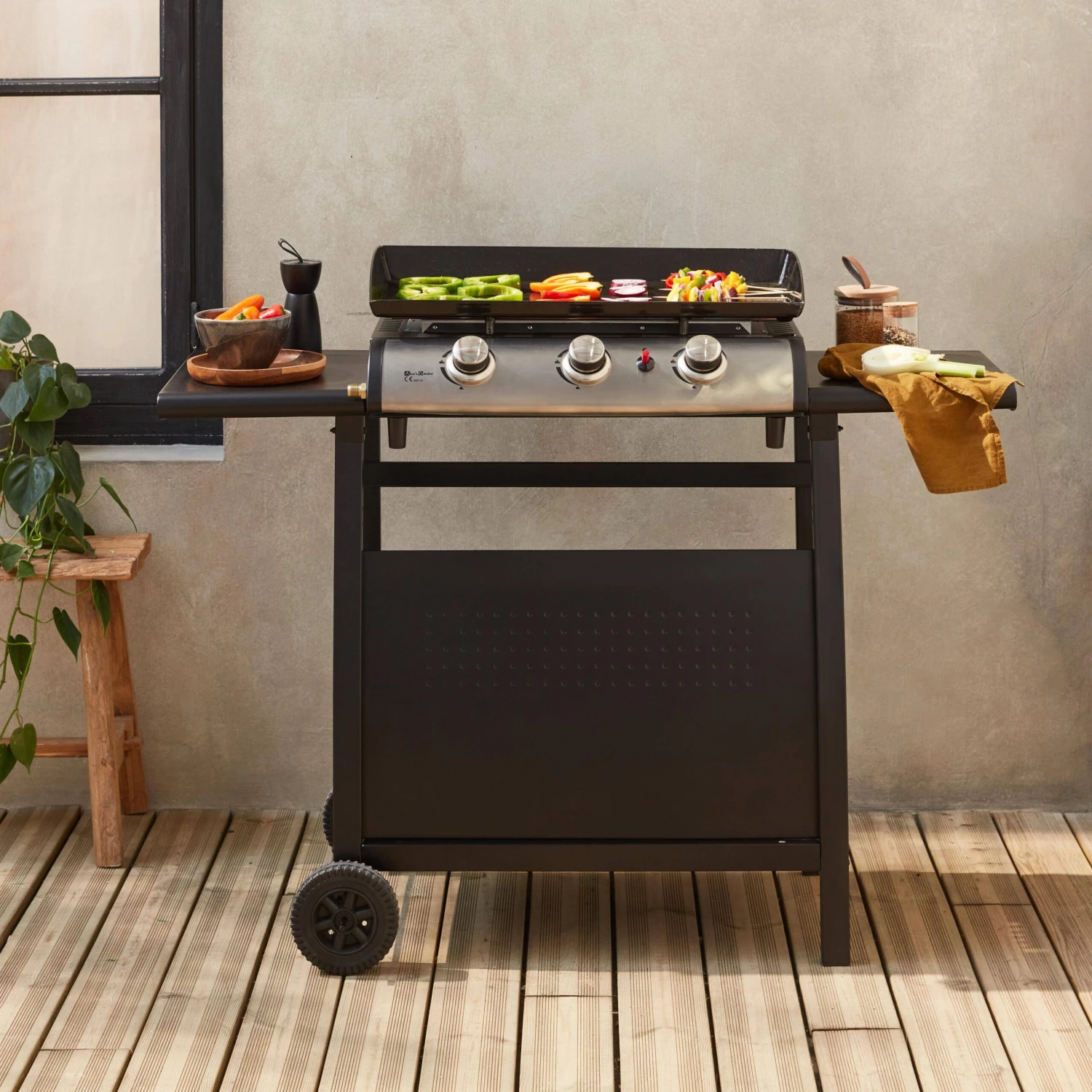 Plancha Gaz 3 Brûleurs Inox 7,5kW Avec Chariot 3 Plancha Gaz 3 Brûleurs Inox 7,5kW Avec Chariot