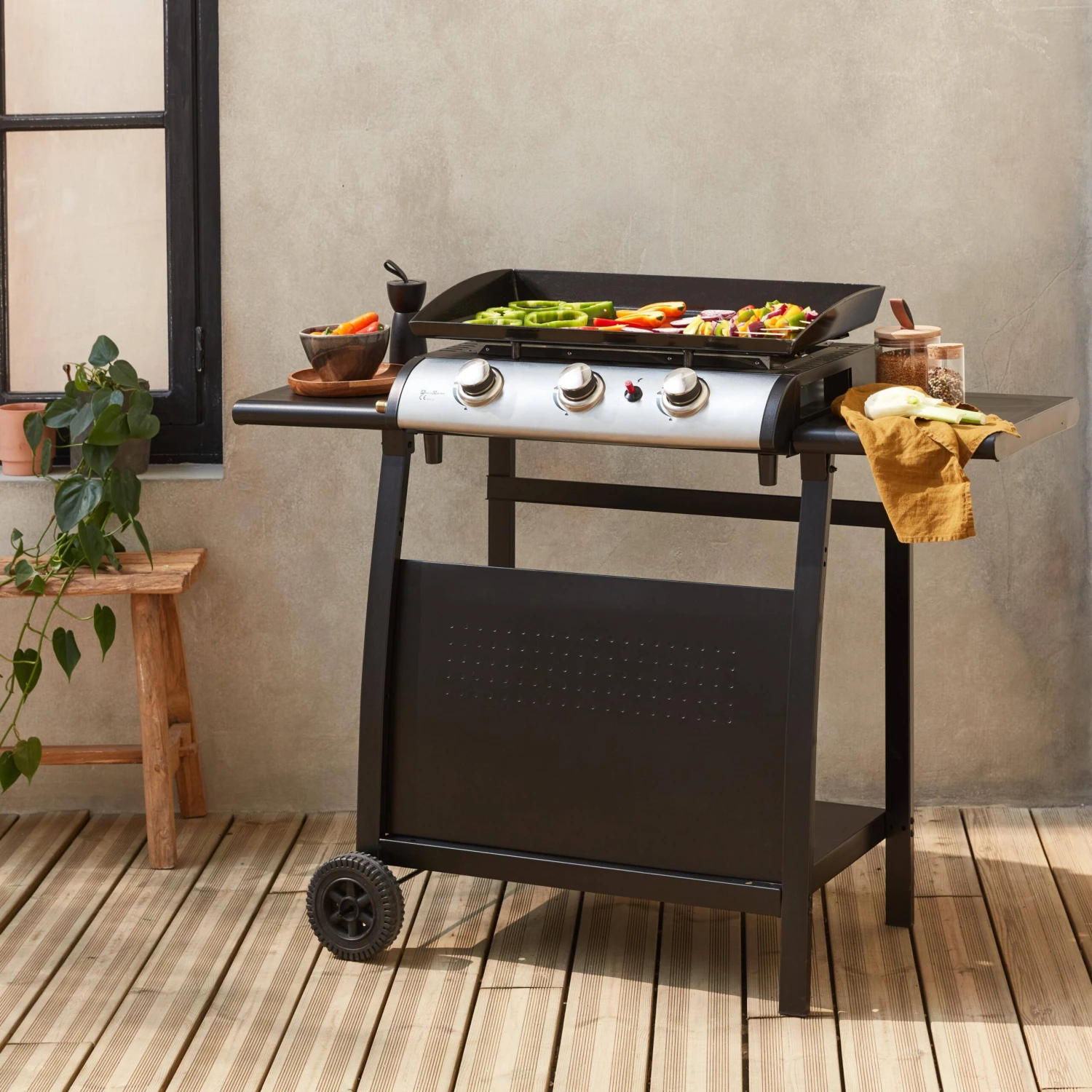 Plancha Gaz 3 Brûleurs Inox 7,5kW Avec Chariot 4 Plancha Gaz 3 Brûleurs Inox 7,5kW Avec Chariot – Image 2