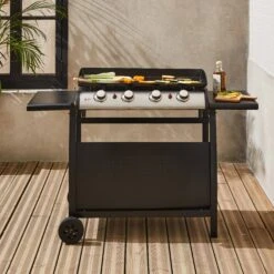 Plancha Gaz 4 Brûleurs Inox 10kW Avec Chariot -ME Soldes ph1004trolley 36e597c9dd5b5e1ab19e5226f03e5314
