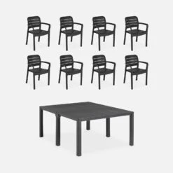 Table De Jardin Modulable Résine + 8 Chaises Empilables -ME Soldes plk150x2tr8bk 49051b7afc41e3e335f8300891b3cc9e