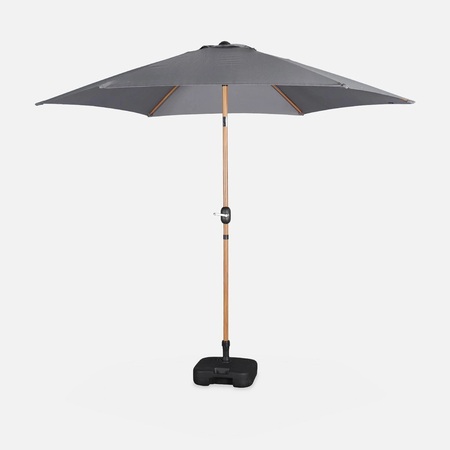 Parasol Rond 3m, Mât Effet Bois Couleur : Gris 5 Parasol Rond 3m, Mât Effet Bois Couleur : Gris – Image 3