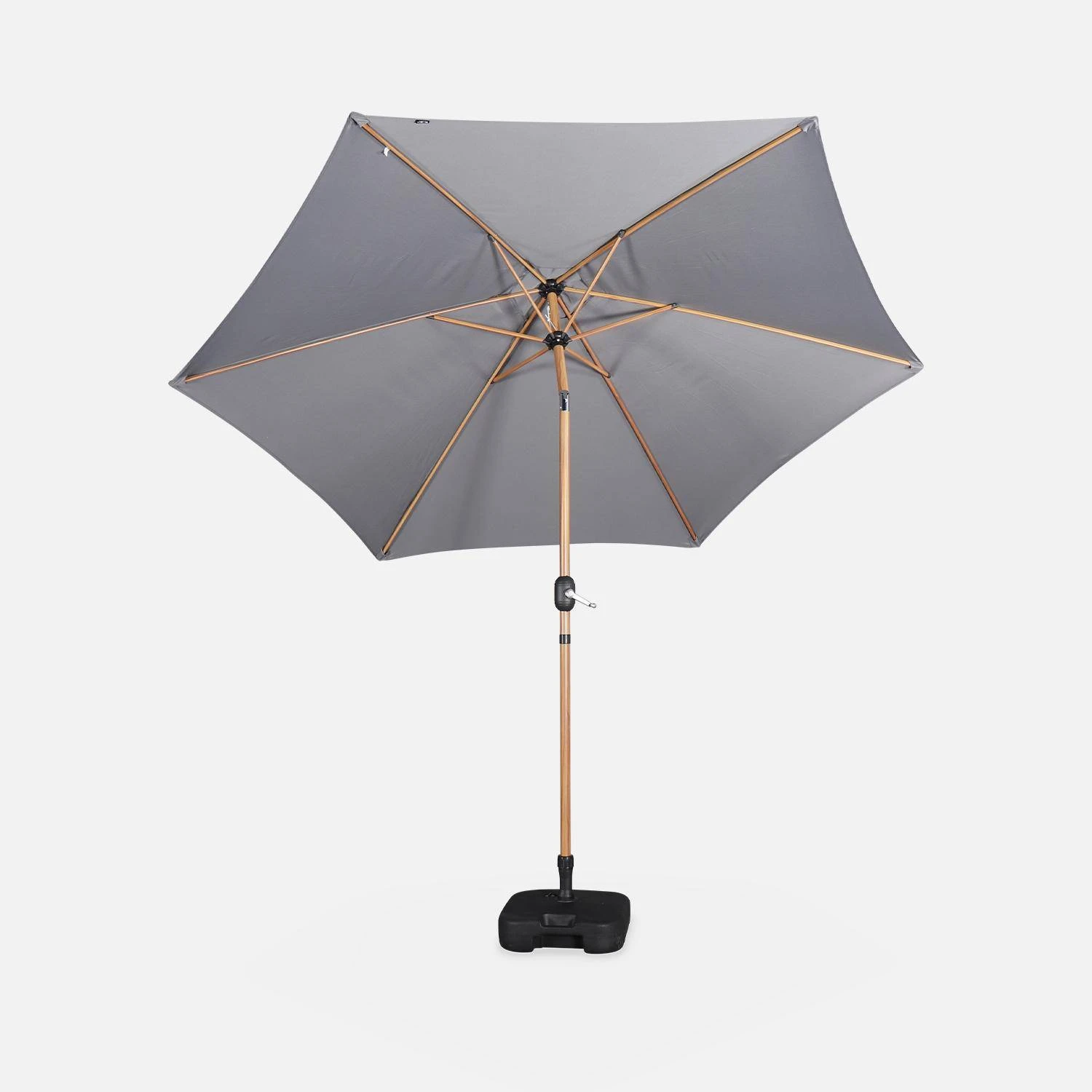 Parasol Rond 3m, Mât Effet Bois Couleur : Gris 6 Parasol Rond 3m, Mât Effet Bois Couleur : Gris – Image 4
